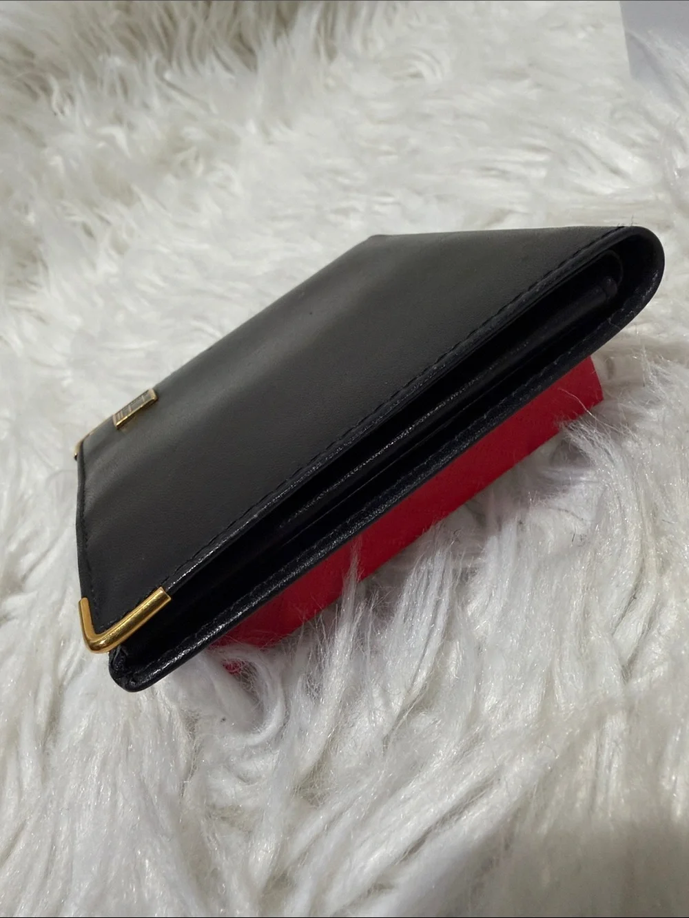 DUNHILL Black Leather Bifold Wallet with Gold Accents